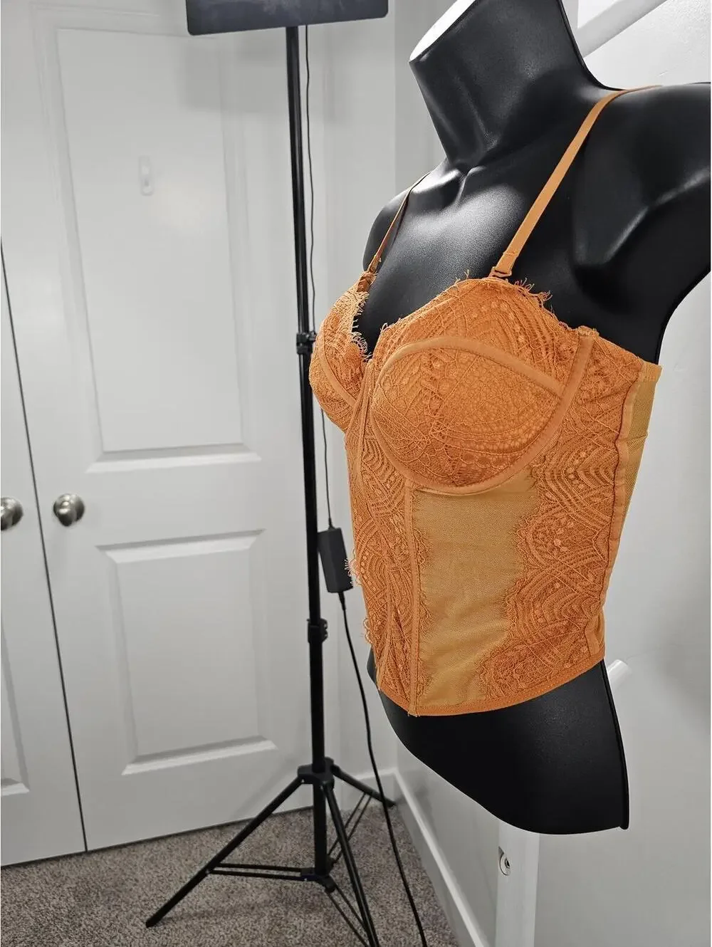 Garage Orange Mesh & Lace Bustier Corset Top - Picture 3 of 12
